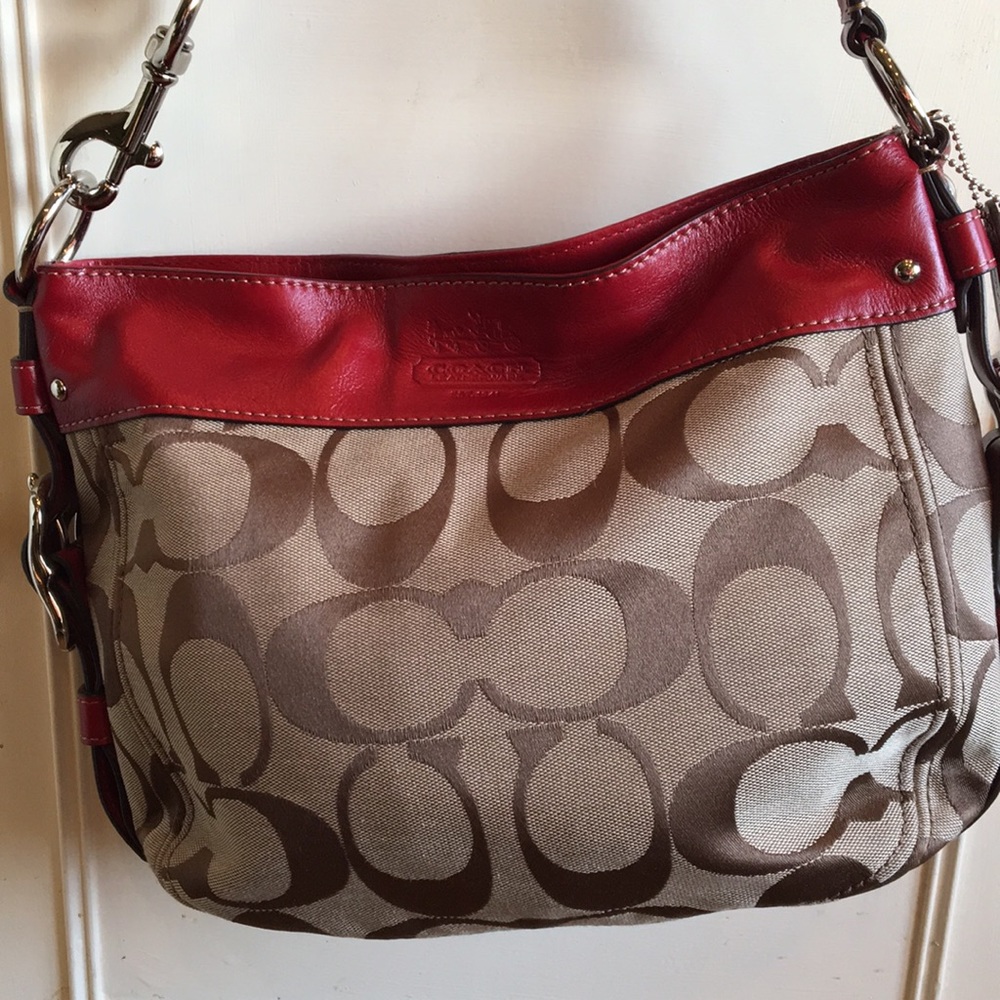 Coach purse - new red and tan
